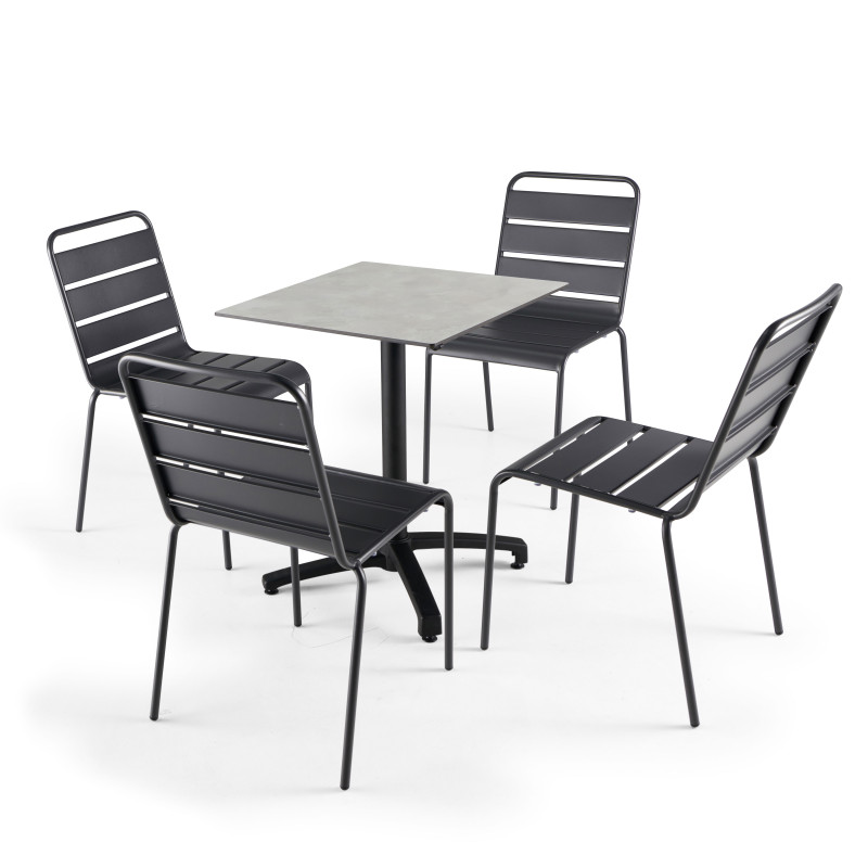 Table de jardin carrée (60x60 cm) inclinable en HPL (5/6)