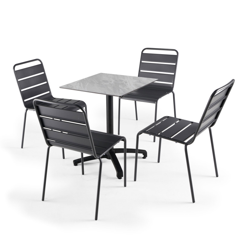 Table de jardin carrée (60x60 cm) inclinable en HPL (6/7)
