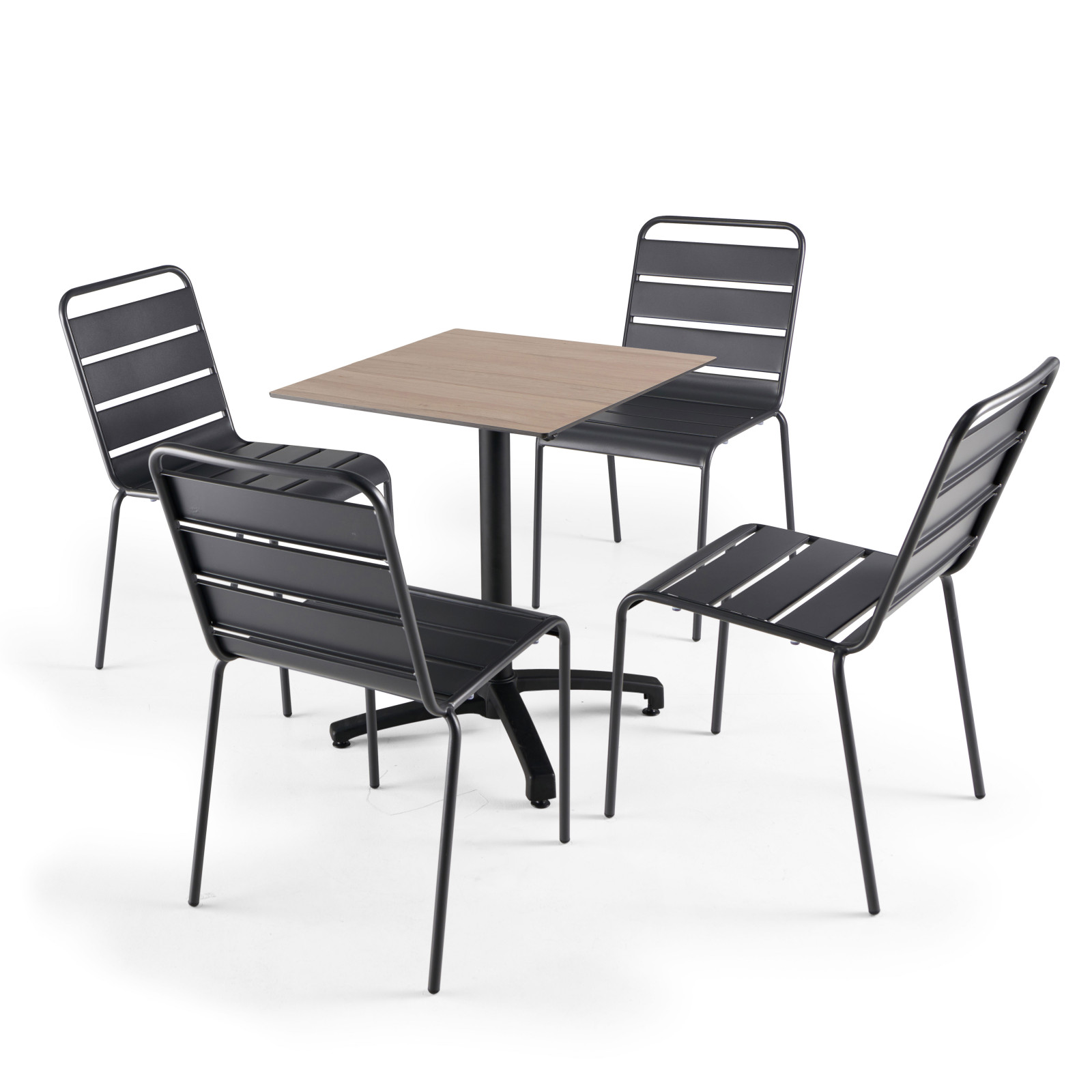 Table de jardin carrée (60x60 cm) inclinable en HPL