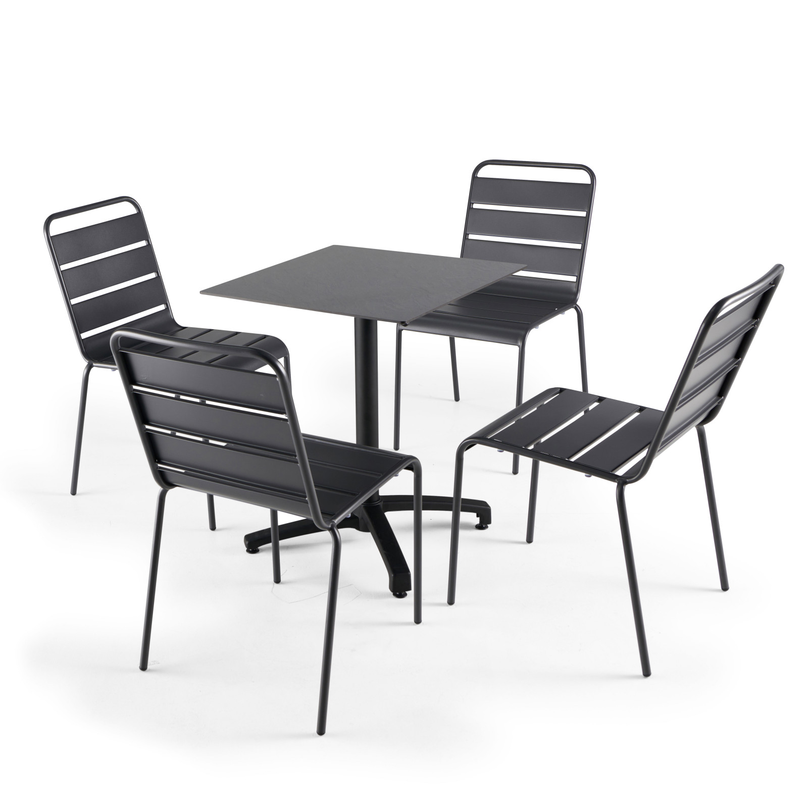 Table de jardin carrée (60x60 cm) inclinable en HPL