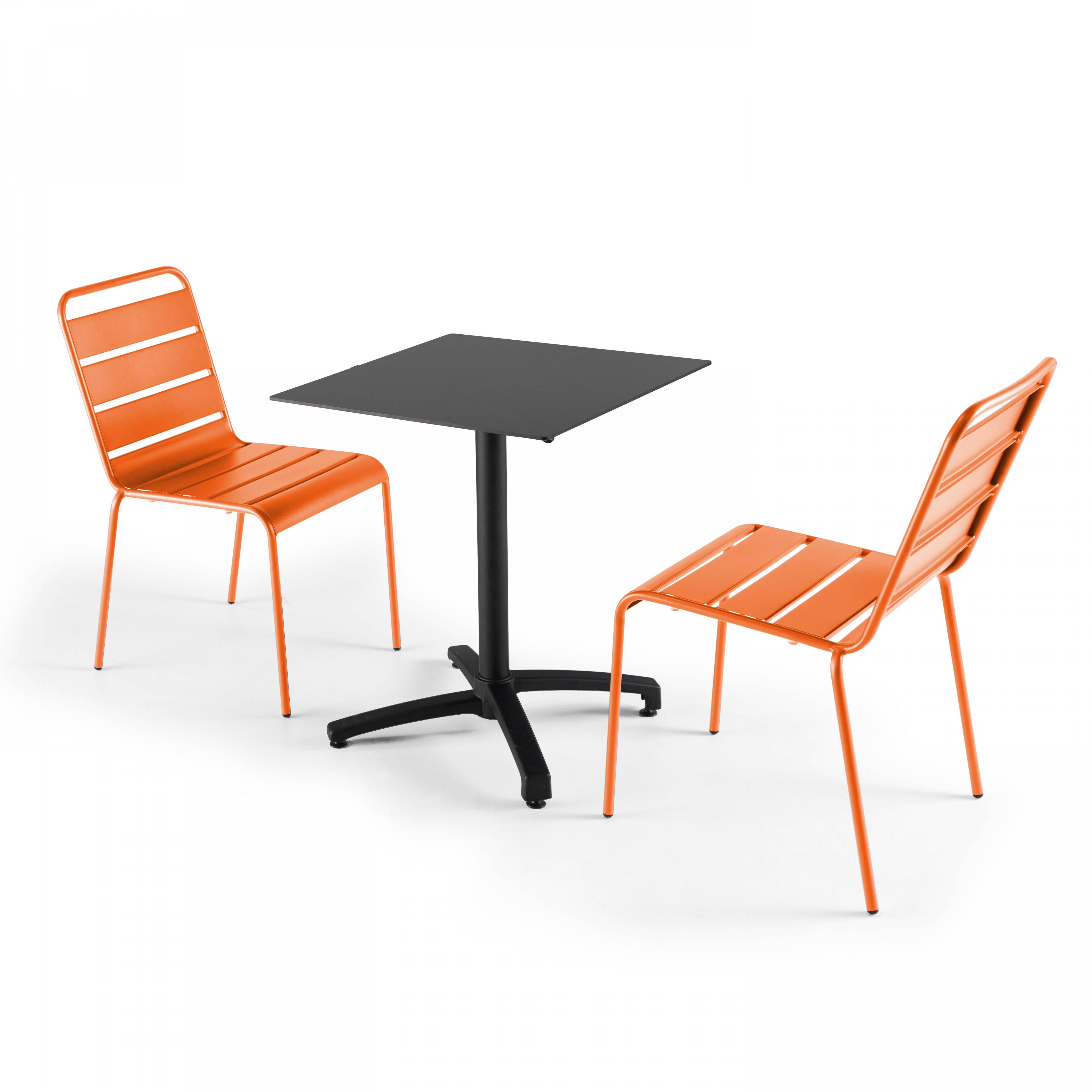 Ensemble table inclinable (60x60cm) HPL + 2 chaises en métal