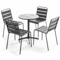 Ensemble de jardin table ronde (Ø60cm) + 4 chaises en métal