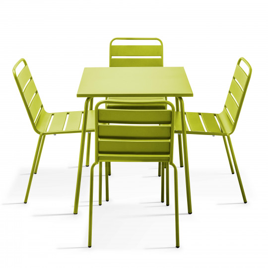 Table de jardin carrée en métal 70x70 cm et 4 chaises | Oviala