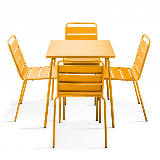 Table de jardin carrée en métal 70x70 cm et 4 chaises | Oviala