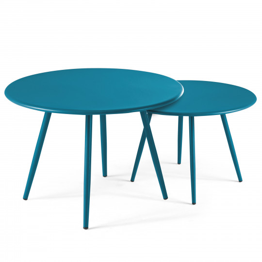 Tables basses gigognes en métal rondes Ø50 et Ø40 cm | Oviala