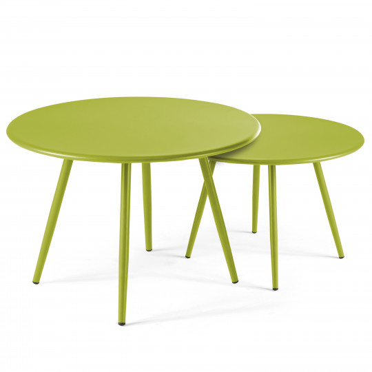 Tables basses gigognes en métal rondes Ø50 et Ø40 cm | Oviala
