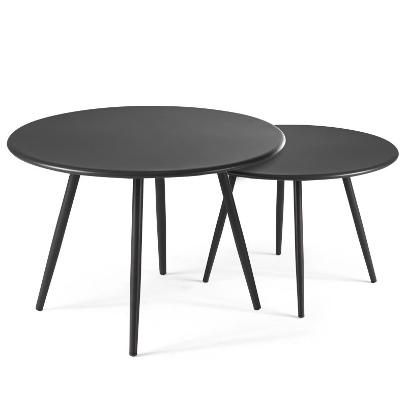 Tables gigognes de jardin rondes Ø50 x 34 cm et Ø40 x 29,5 cm
