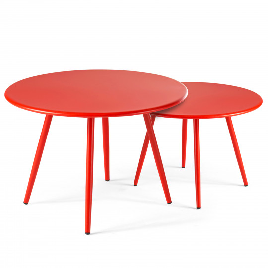 Tables gigognes de jardin rondes Ø50 x 34 cm et Ø40 x 29,5 cm