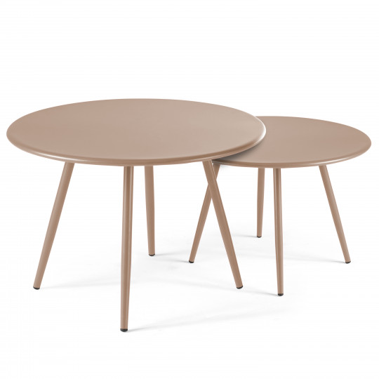 Tables gigognes de jardin rondes Ø50 x 34 cm et Ø40 x 29,5 cm