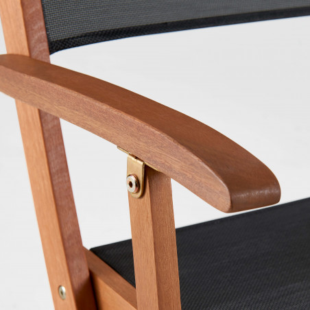 Table de jardin en bois extensible (200/250 cm) + 2 fauteuils et 6 chaises