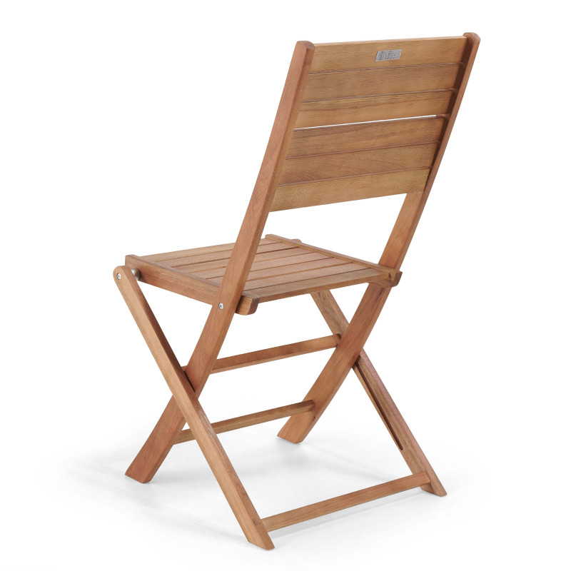 Lot de 2 chaises pliantes en bois d'eucalyptus