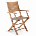 Lot de 2 chaises pliantes avec accoudoirs en bois d'eucalyptus