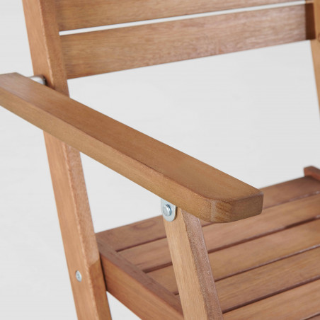 Lot de 2 chaises pliantes avec accoudoirs en bois d'eucalyptus