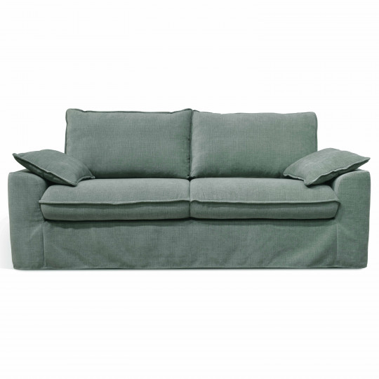 Canapé 3 places en tissu texturé déhoussable avec coussins | Oviala