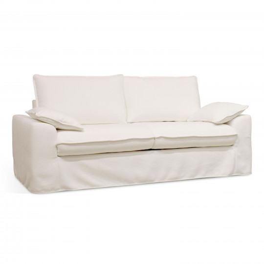 Canapé convertible 3 places en tissu texturé déhoussable avec coussins | Oviala