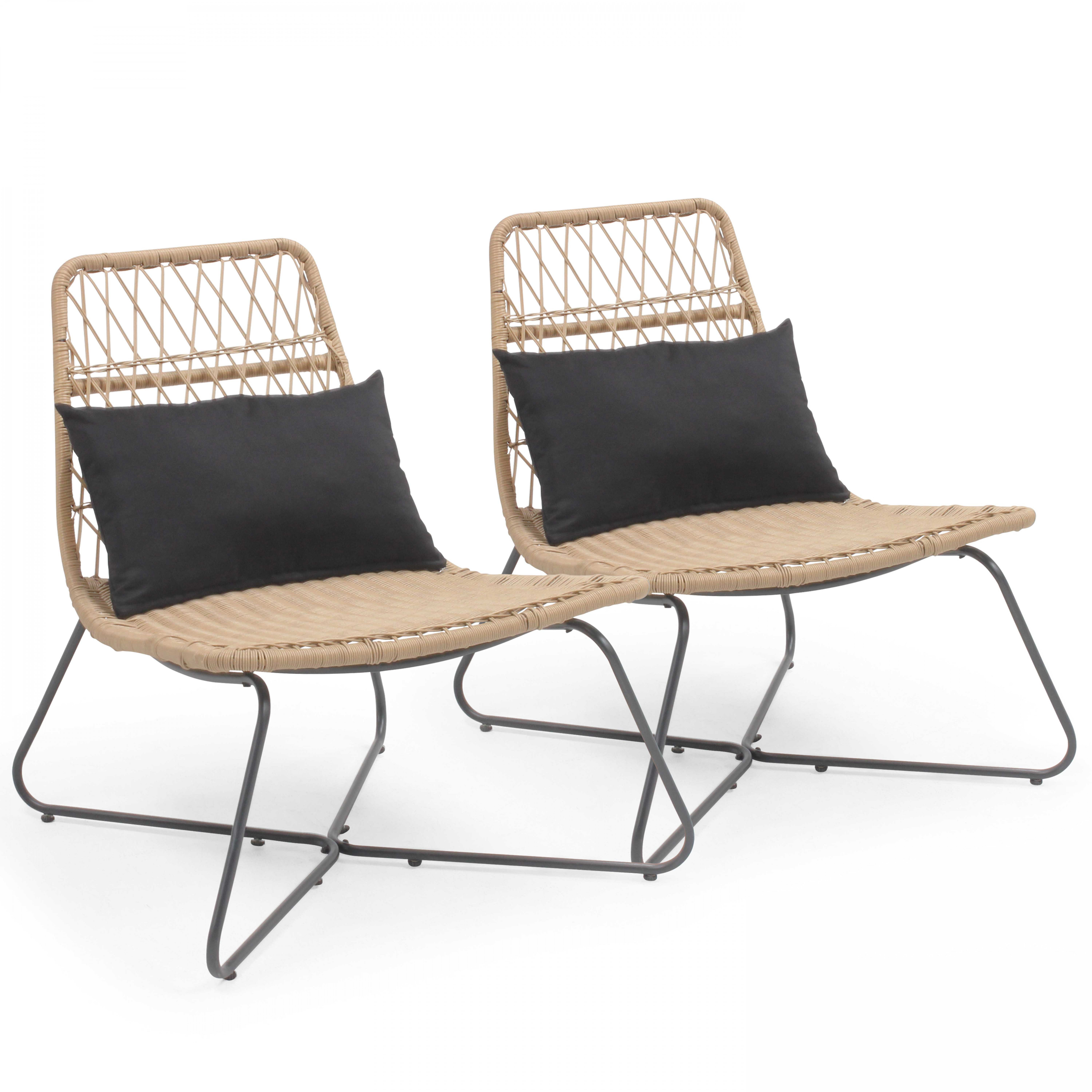 Lot de 2 fauteuils de jardin en résine imitation rotin