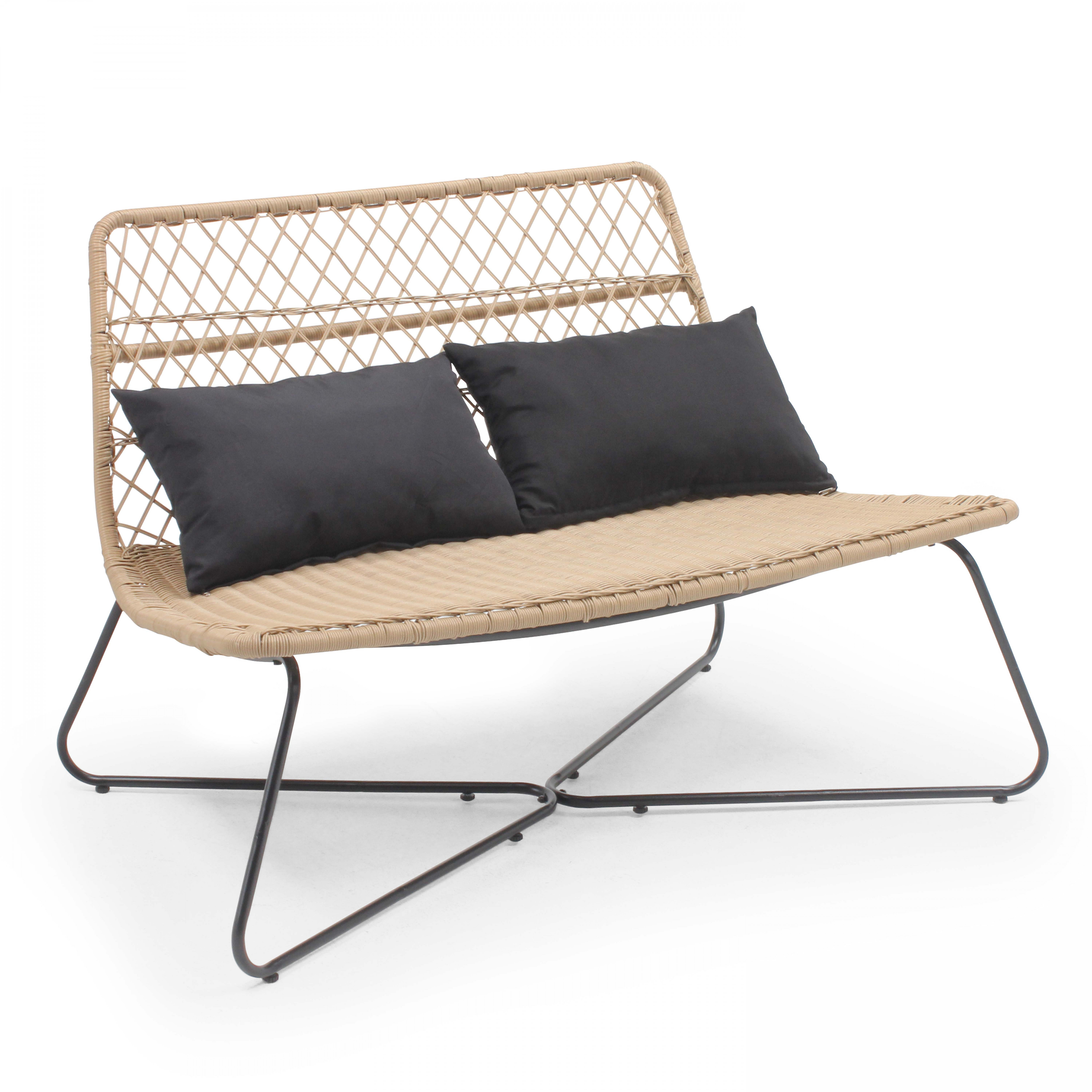 Canapé de jardin 2 places en résine imitation rotin