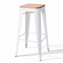 Lot de 4 tabourets de bar mat et bois (43 x 43 x 76 cm)