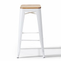 Lot de 4 tabourets de bar mat et bois (43 x 43 x 76 cm)