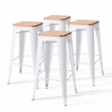 Lot de 4 tabourets de bar mat et bois (43 x 43 x 76 cm)