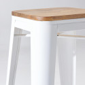 Lot de 4 tabourets de bar mat et bois (43 x 43 x 76 cm)