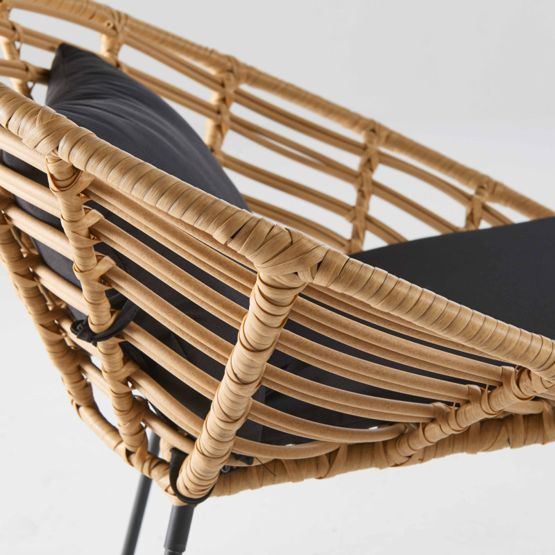 Lot de 2 fauteuils de jardin rond en rotin synthétique