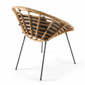 Salon de jardin 2 places imitation rotin, 2 fauteuils, 1 table basse