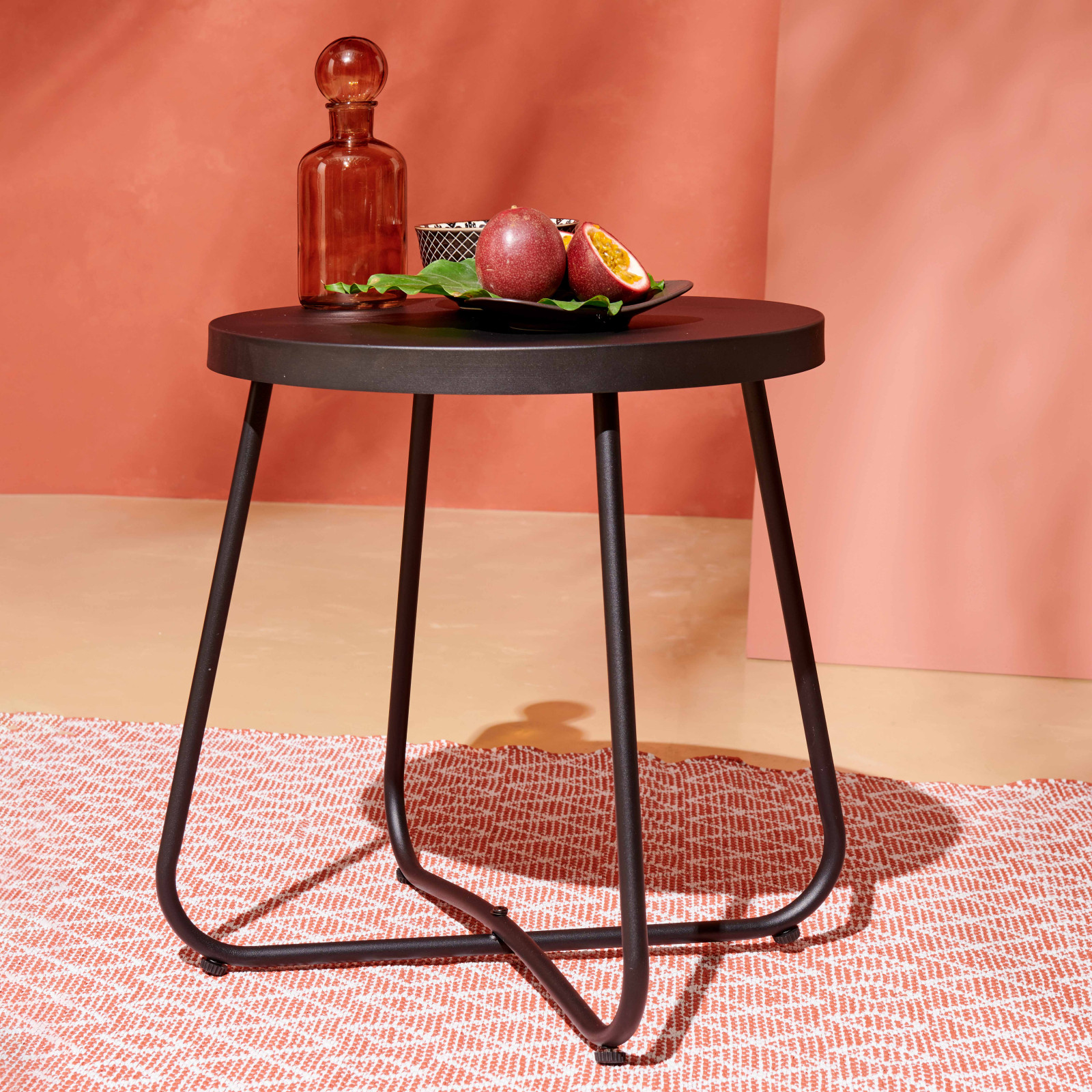 Salon de jardin 2 places imitation rotin, 2 fauteuils, 1 table basse