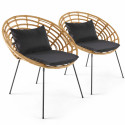 Lot de 2 fauteuils de jardin rond en rotin synthétique