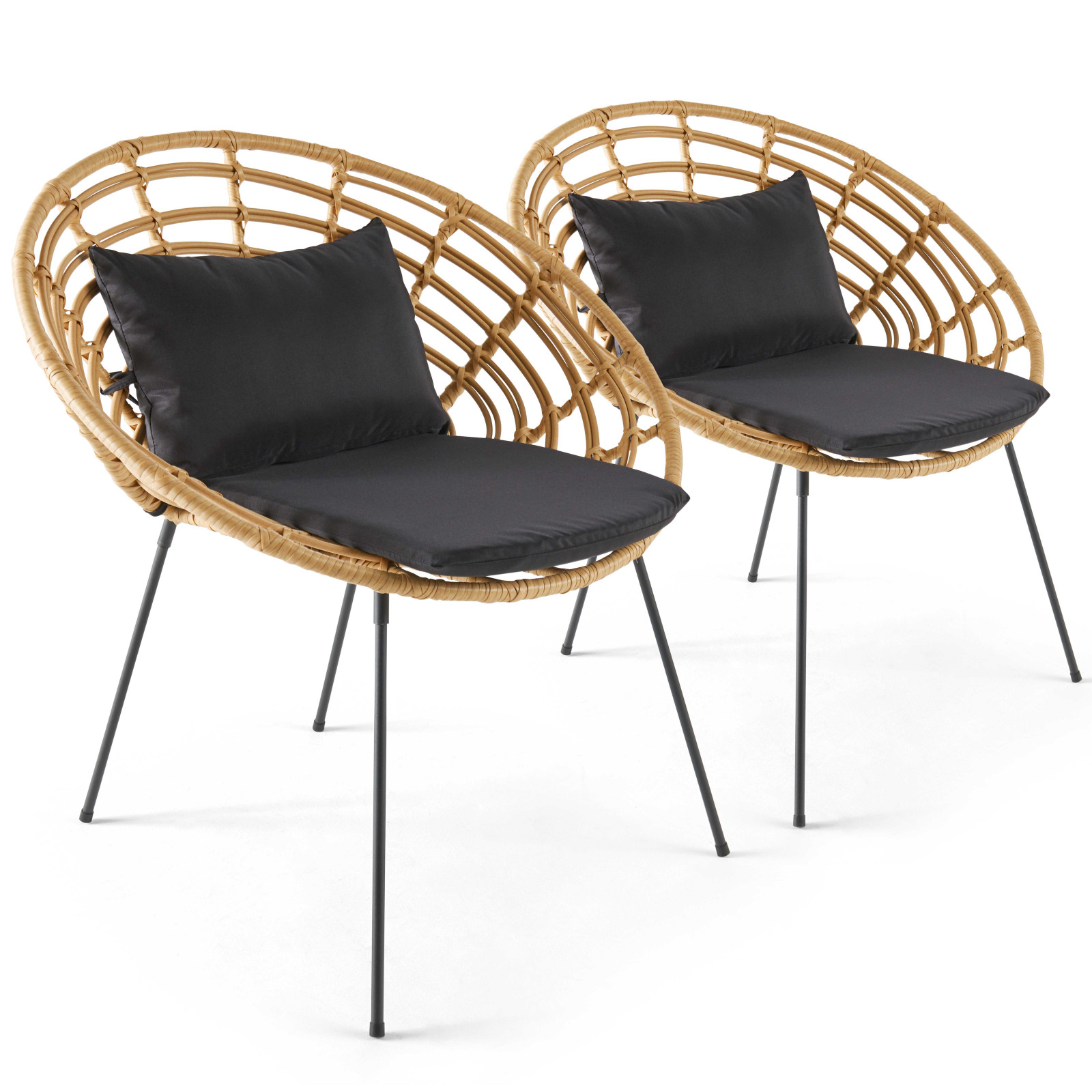 Lot de fauteuils de jardin en rotin synthétique, lot de fauteuils  extérieurs Ligure - Rotin Design
