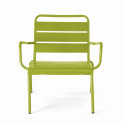 Lot de 2 fauteuils bas et repose-pieds en métal