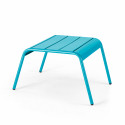 Lot de 2 fauteuils bas et repose-pieds en métal