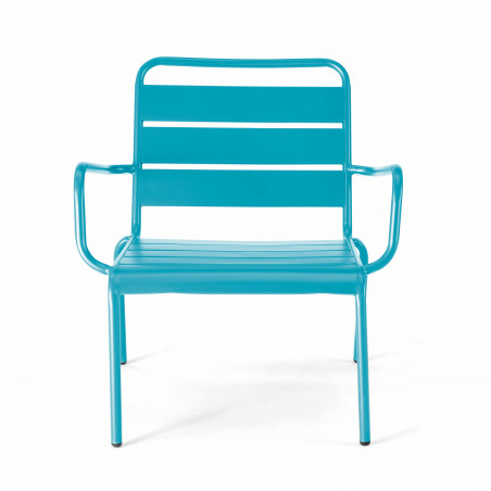 Fauteuil bas et repose-pieds en métal