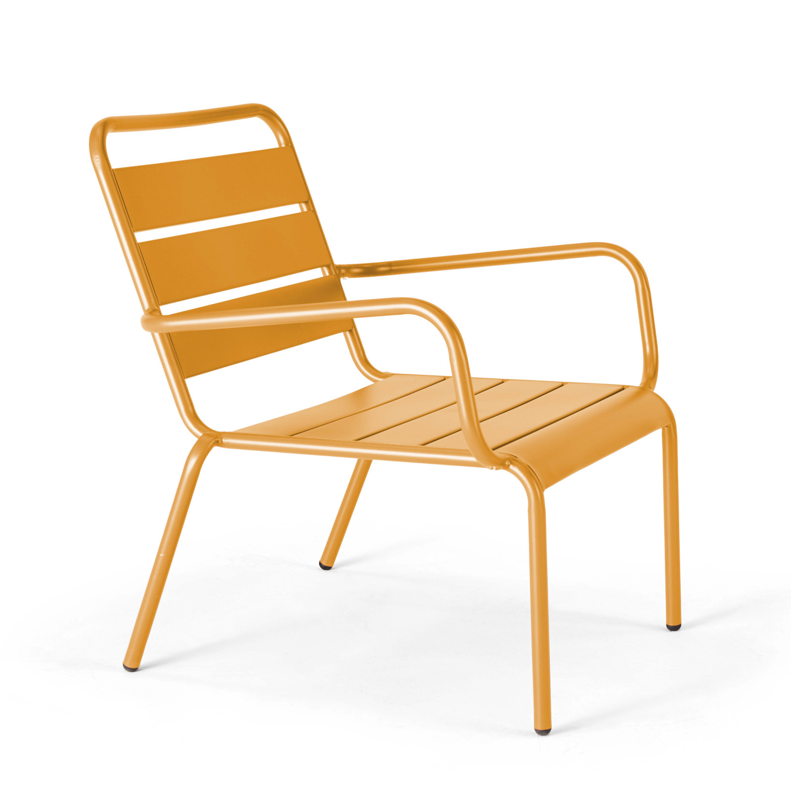 Lot de 2 fauteuils bas et repose-pieds en métal 2 couleurs