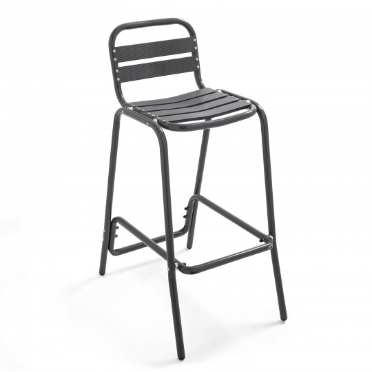 Tabouret haut en aluminium anodisé gris