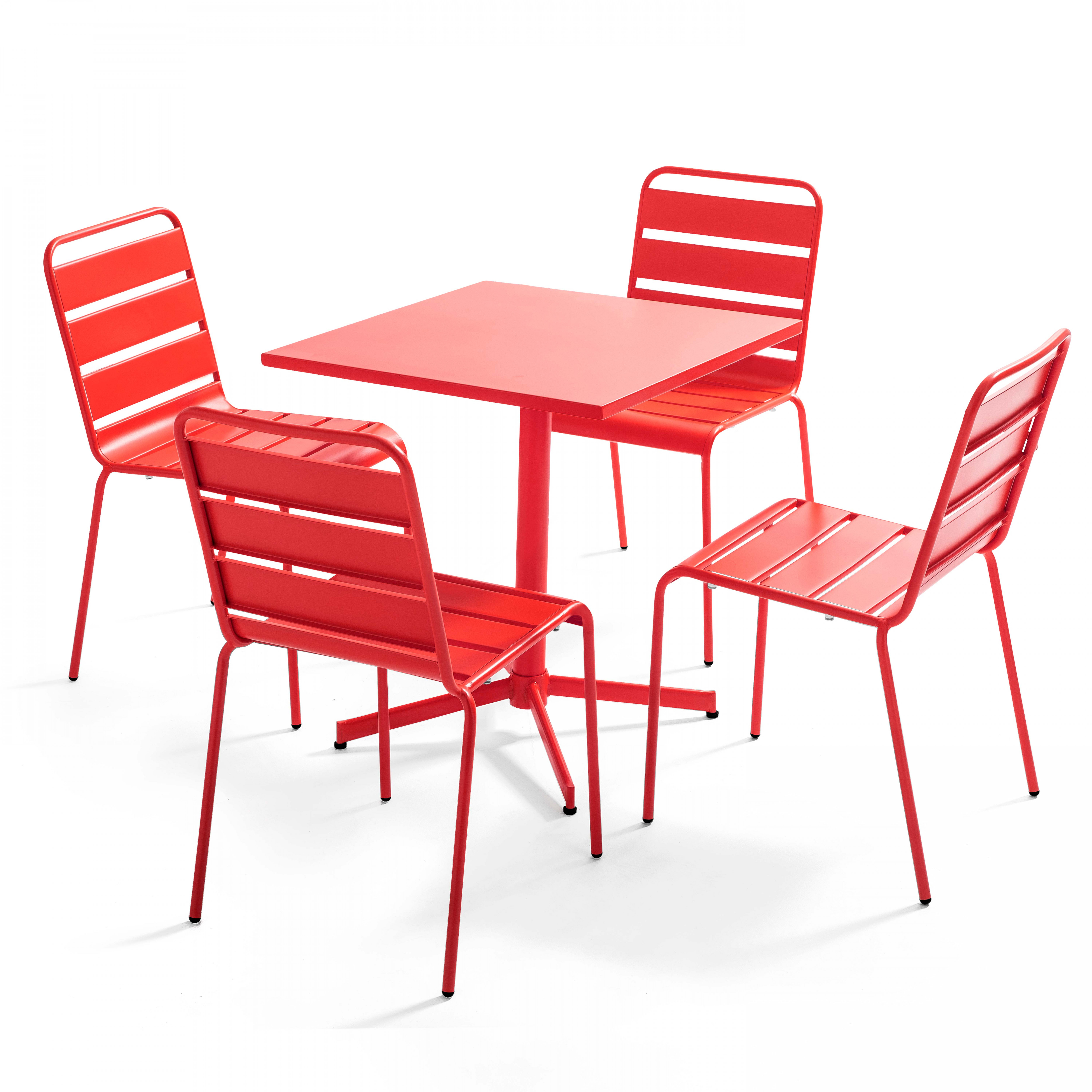 Ensemble table carrée inclinable (70 x 70 x 72 cm) + 4 chaises