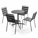Ensemble table ronde inclinable (Ø70 x 72 cm) + 4 chaises