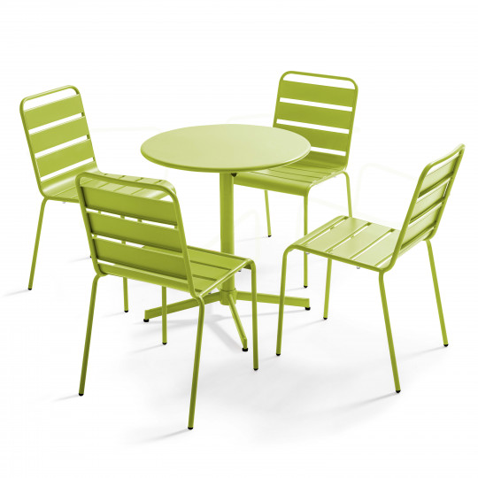 Table de jardin bistrot ronde inclinable en métal Ø70 cm et 4 chaises | Oviala