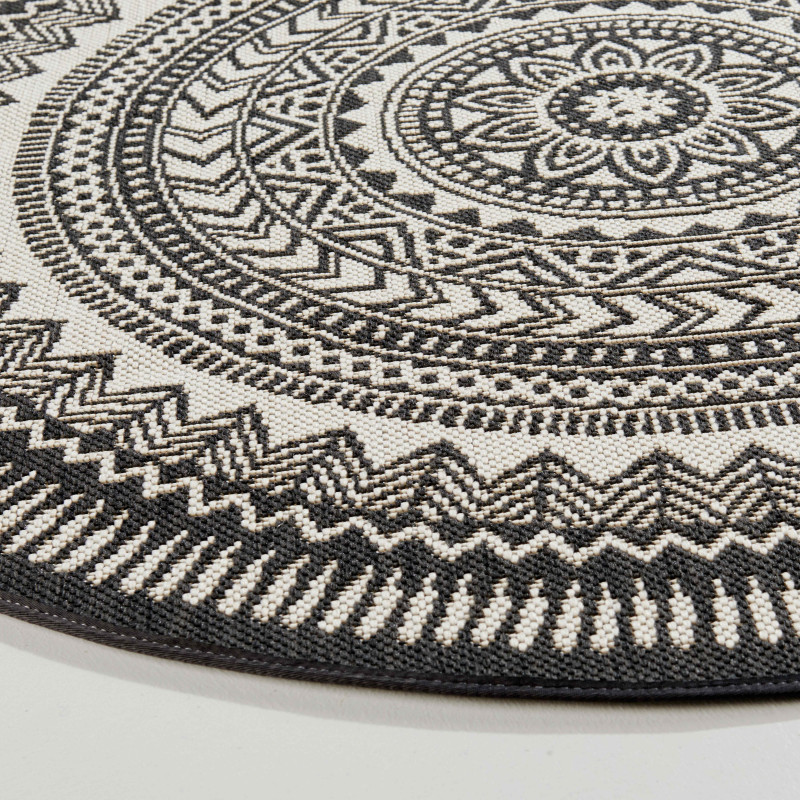Tapis rond d'extérieur en polypropylène à motifs (2/4)