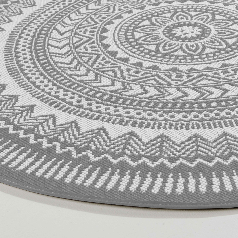 Tapis rond d'extérieur en polypropylène à motifs