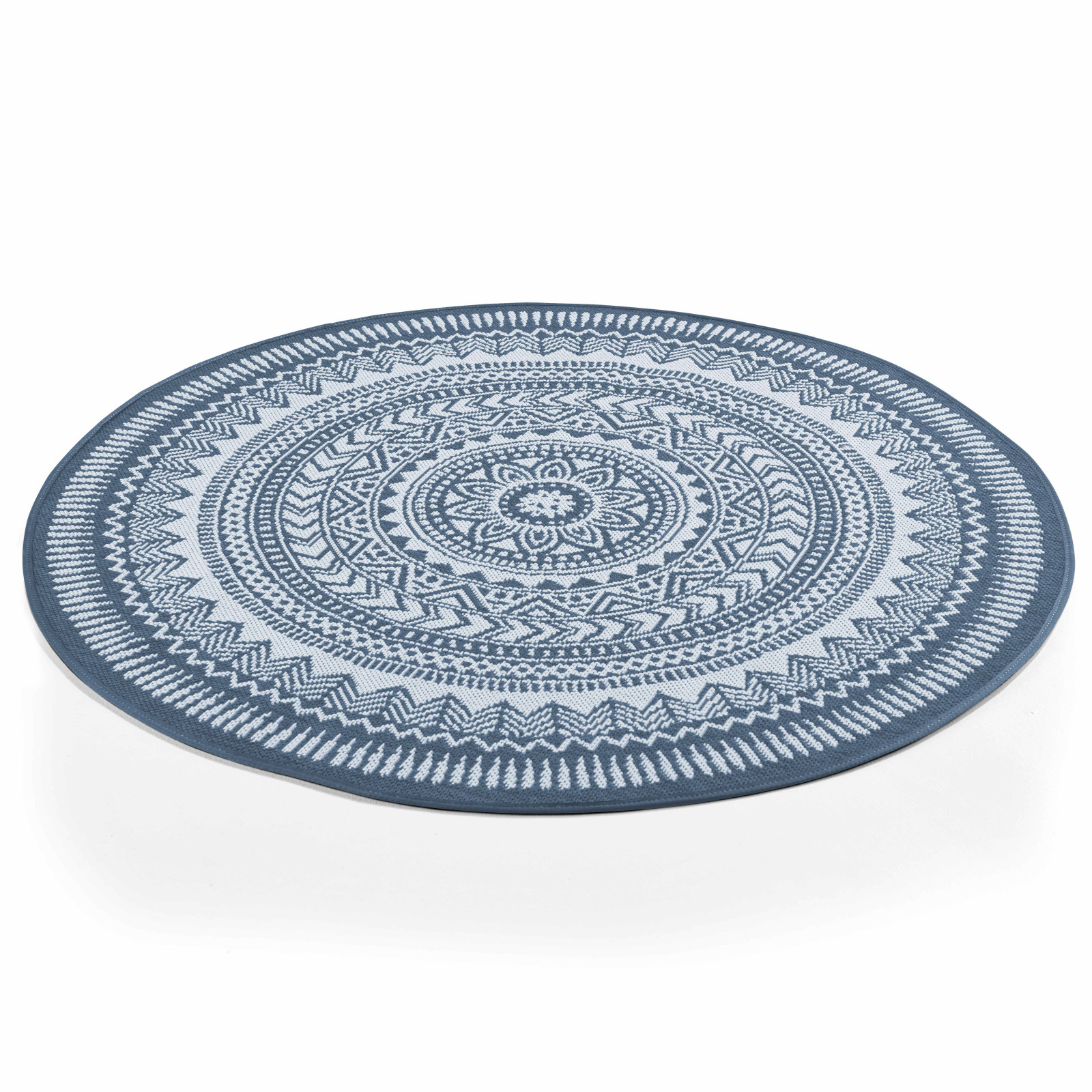 Tapis rond d'extérieur en polypropylène à motifs