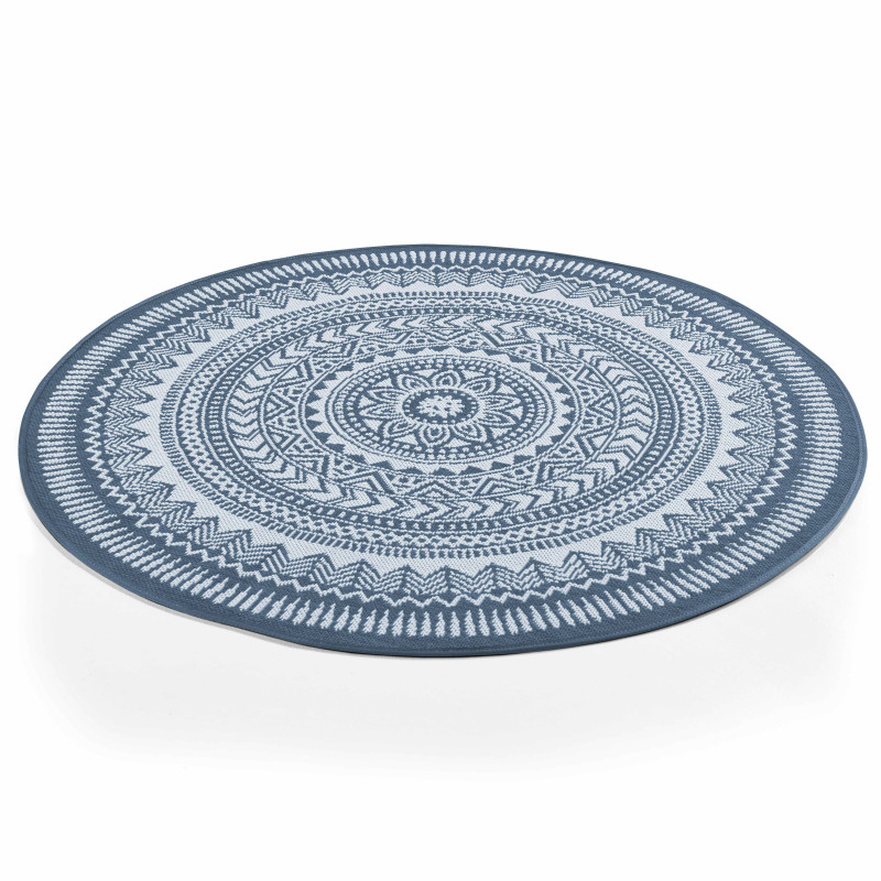 Tapis rond d'extérieur en polypropylène à motifs