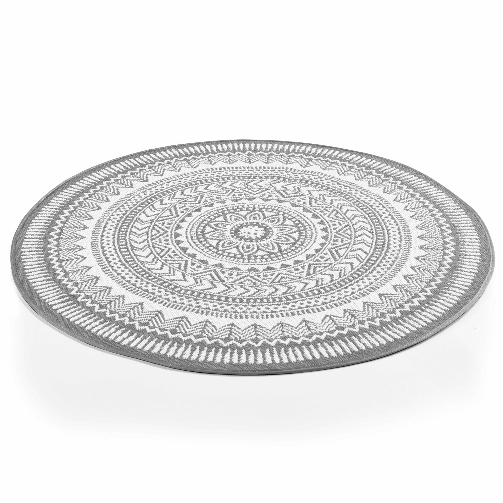 Tapis rond d'extérieur en polypropylène à motifs