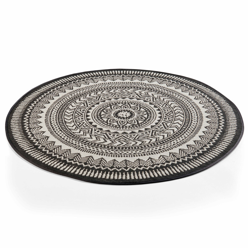 Tapis rond d'extérieur en polypropylène à motifs