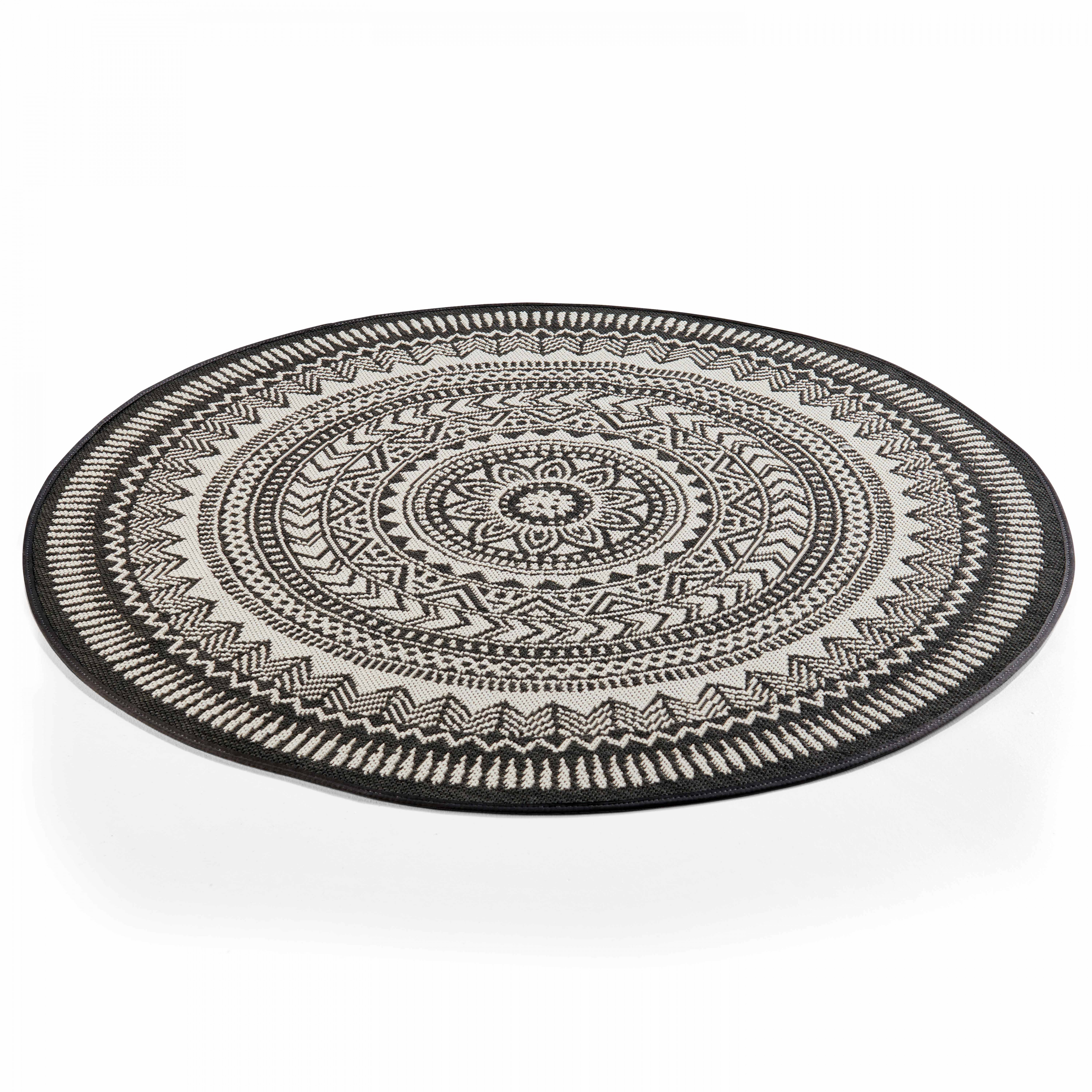 Tapis rond d'extérieur en polypropylène à motifs