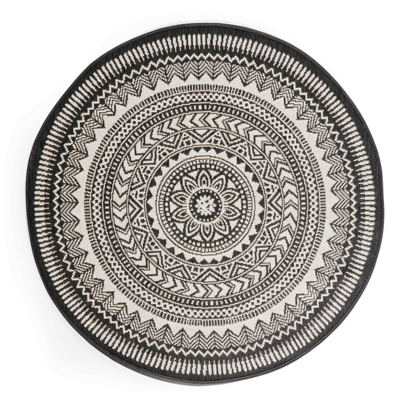 Tapis rond d'extérieur en polypropylène à motifs