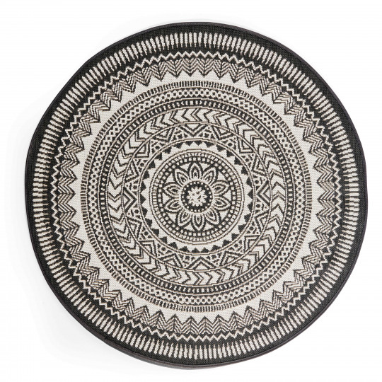Tapis rond d'extérieur en polypropylène à motifs