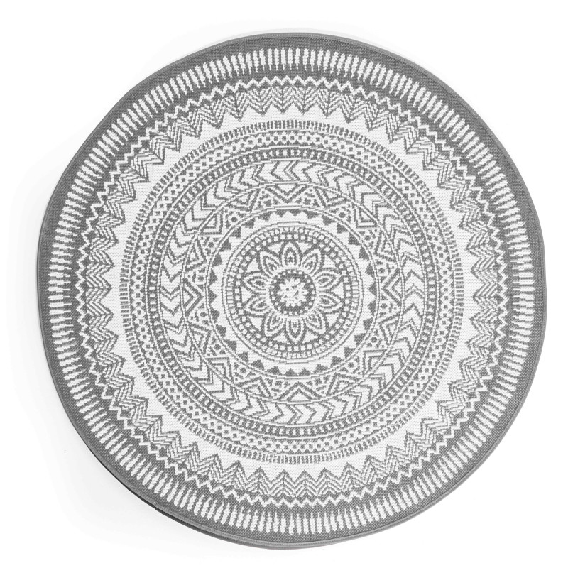 Tapis rond d'extérieur en polypropylène à motifs