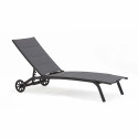 Lot de 2 bains de soleil en aluminium avec roues, inclinables 4 positions