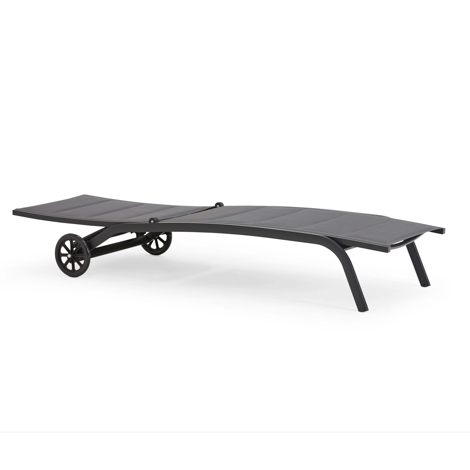 Lot de 2 bains de soleil en aluminium avec roues, inclinables 4 positions